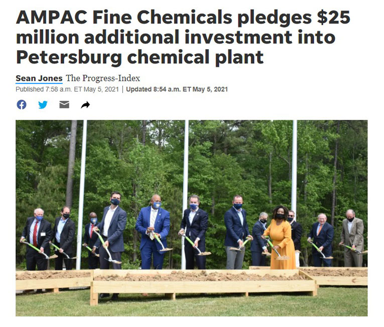 AMPAC pledges $25 million investment on Petersburg chemical plant